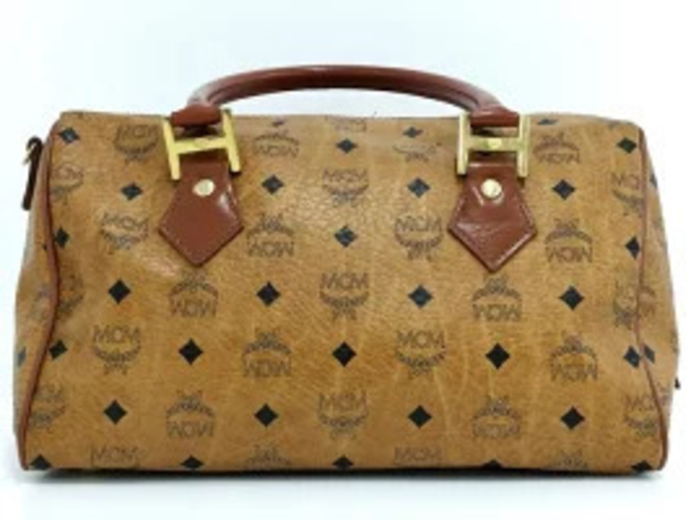 Mcm Leather Boston Brown Bag